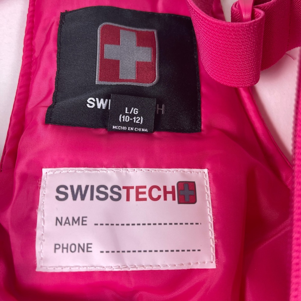 Swiss Tech Girls L 10-12 Pink Insulated Snow Bib Ski Pants Overalls - Picture 5 of 11